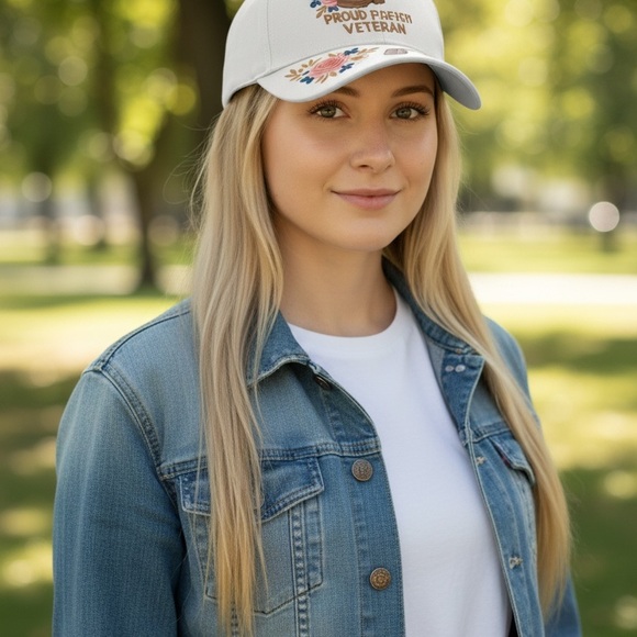 Proud Female Veteran Embroidered Cap - White - Picture 2 of 6